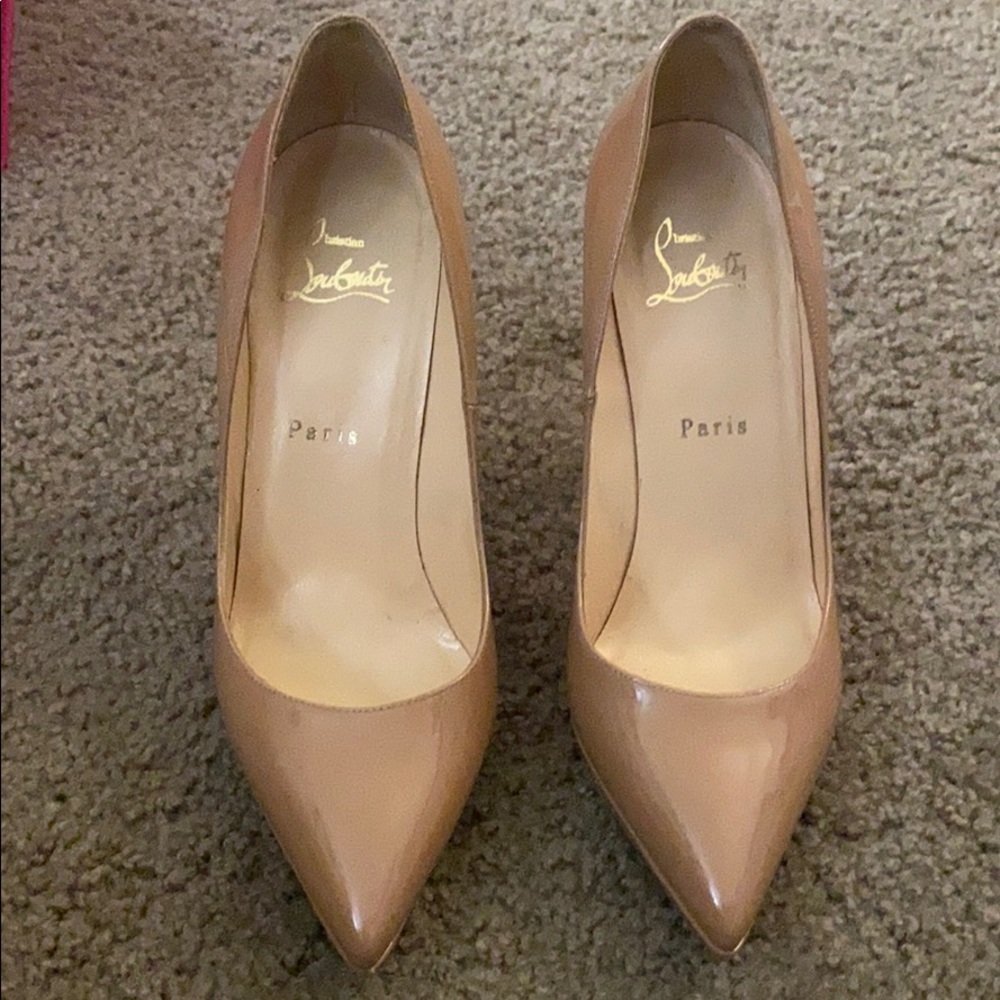 Christian Louboutin tan heels size 37 1/2